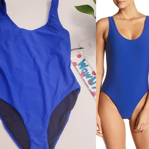 $150 NWT Anthro x ONIA One Piece Dark Blue Kelly SMALL High Cut Leg Classic Fit - Picture 11 of 12